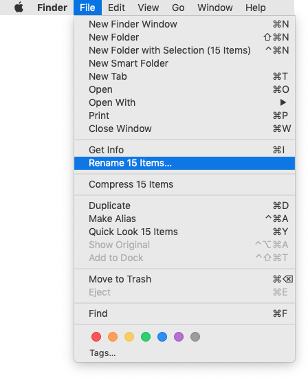 Renaming 15 items at once