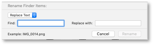 Renaming Finder Items dialog box.