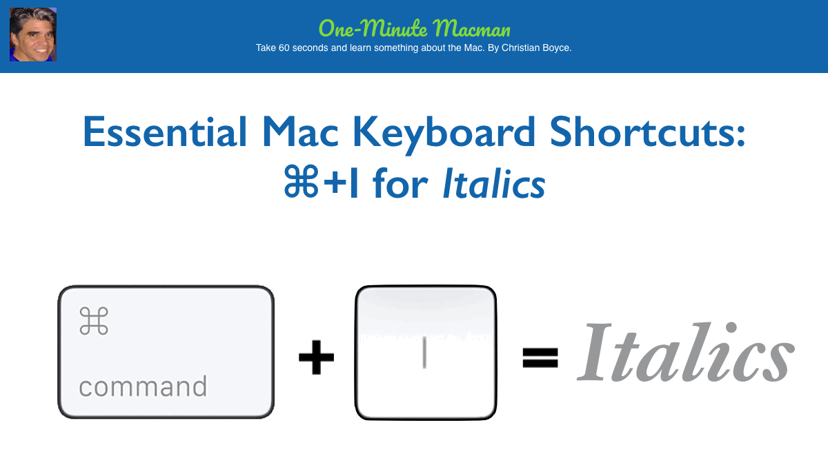 hot key for italics in word on mac